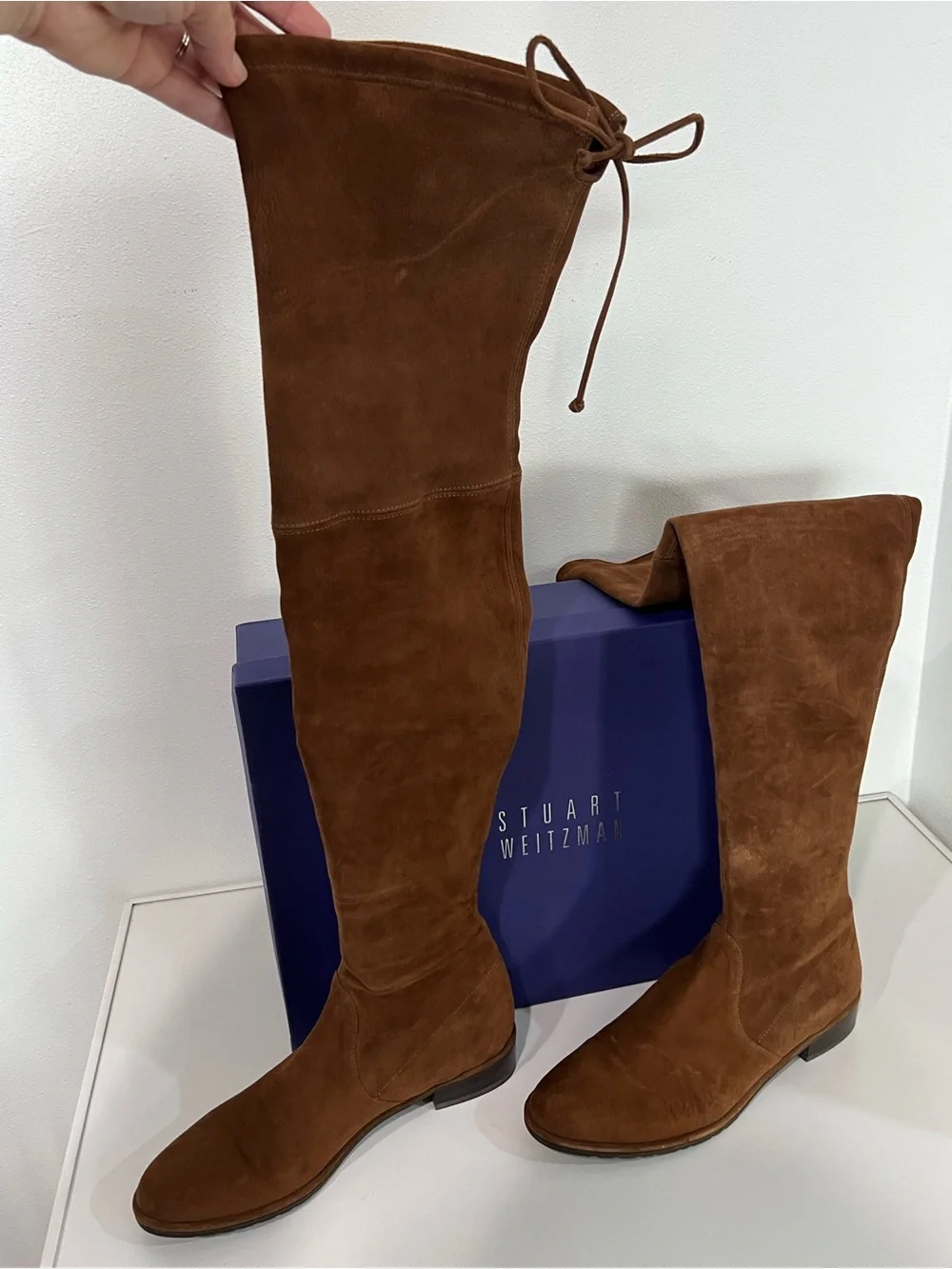 Stuart Weitzman Lowland Over-the-Knee Boots – Walnut Suede – Women’s Size 9